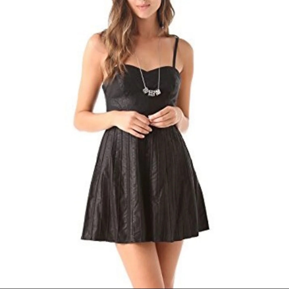 Vegan Free People Faux Leather Bustier Mini Dress